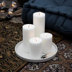 Blockljus Stearin 10x7cm Vit