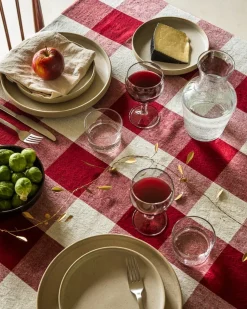 Bordsduk Check 240x140cm Linnemix Röd