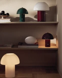 Bordslampa Lou 18x21cm Vinröd