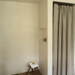 Duschdraperi Stripe 180x200cm Bomull Beige/Svart