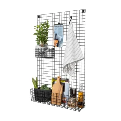Förvaringstavla Rutnät Hylla 60x100cm Svart
