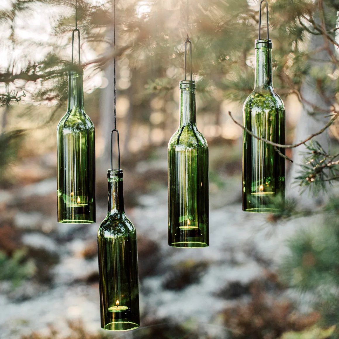 Hänglykta Flaska 7,5x29cm Grön