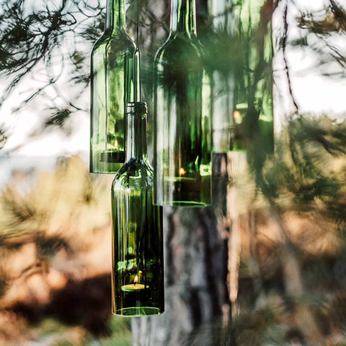 Hänglykta Flaska 7,5x29cm Grön