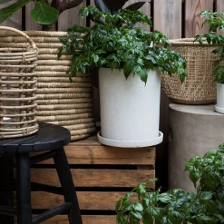 Kruka/Fat Polystone 22cm Vit