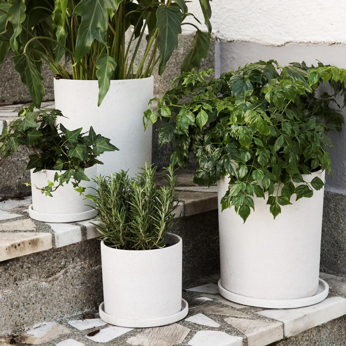 Kruka/Fat Polystone 22cm Vit