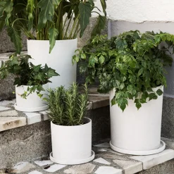 Kruka/Fat Polystone 16cm Vit