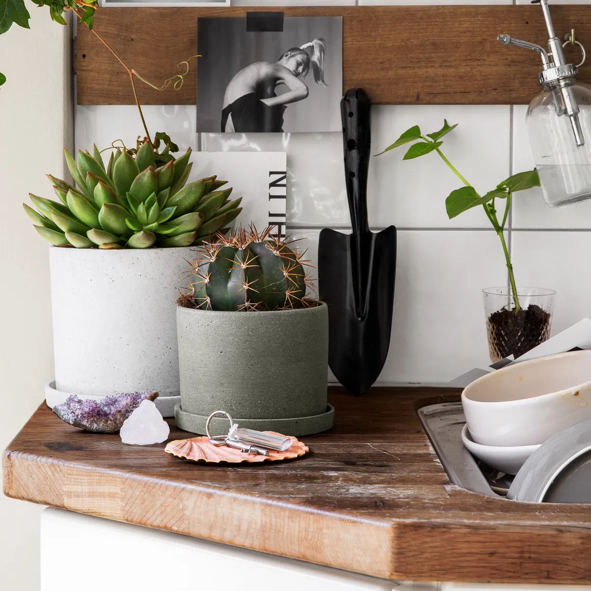 Kruka/Fat Polystone 16cm Vit