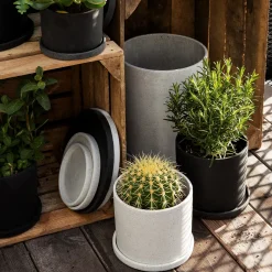 Kruka/Fat Polystone 16cm Vit