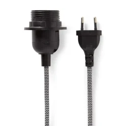 Lampsladd 4m Textil Mönster Svart/Vit E27