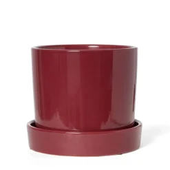 Stengodskruka/Fat 21cm Glaserad Vinröd