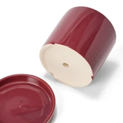 Stengodskruka/Fat 17,5cm Glaserad Vinröd