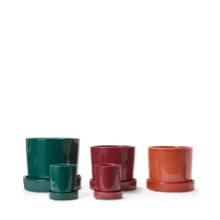 Stengodskruka/Fat 17,5cm Glaserad Vinröd